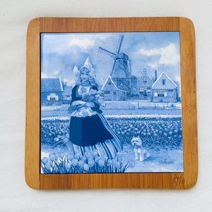 Delftware Blue/White Bamboo Ceramic Hotplate Holland